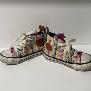 Converse Chuck Taylor All Star Baby High Top size 5 pink multi colored fabric